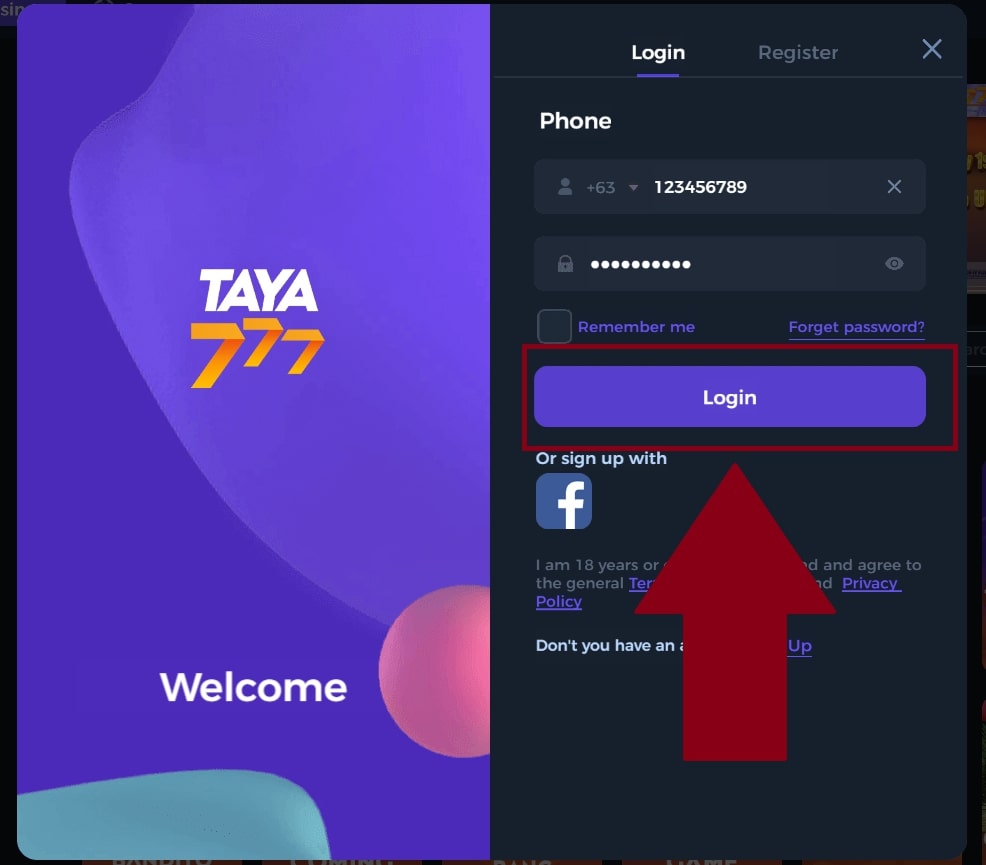 Click the Login Button