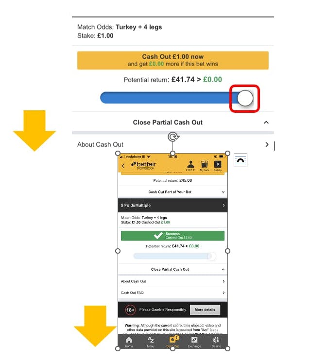 Live Cashout Feature Screenshot
